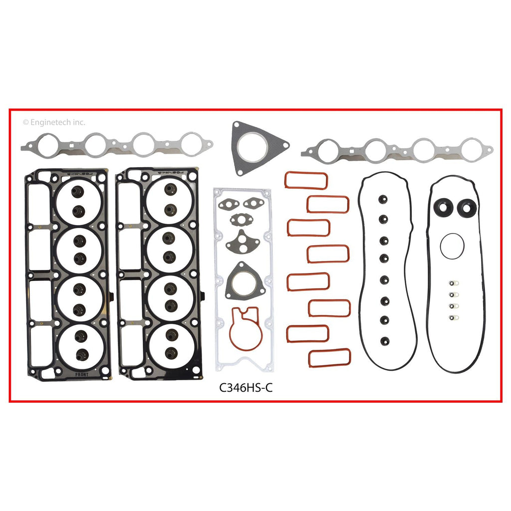 Enginetech C346HS-CWB Engine Cylinder Head Gasket Set for GMC and Chevrolet Vehicles with Head Bolts
