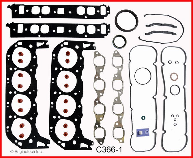 Enginetech C366-1 Engine Full Gasket Set for GMC and Chevrolet Cars and Trucks