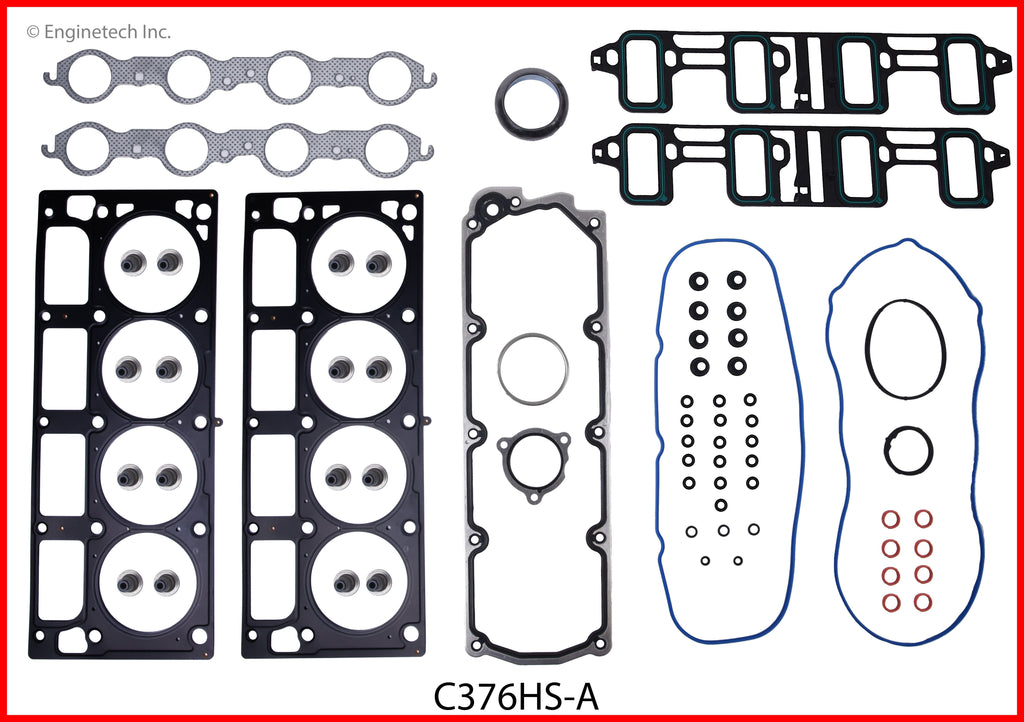 Enginetech C376HS-AWB Engine Cylinder Head Gasket Set for GMC and Chevrolet Vehicles with Head Bolts