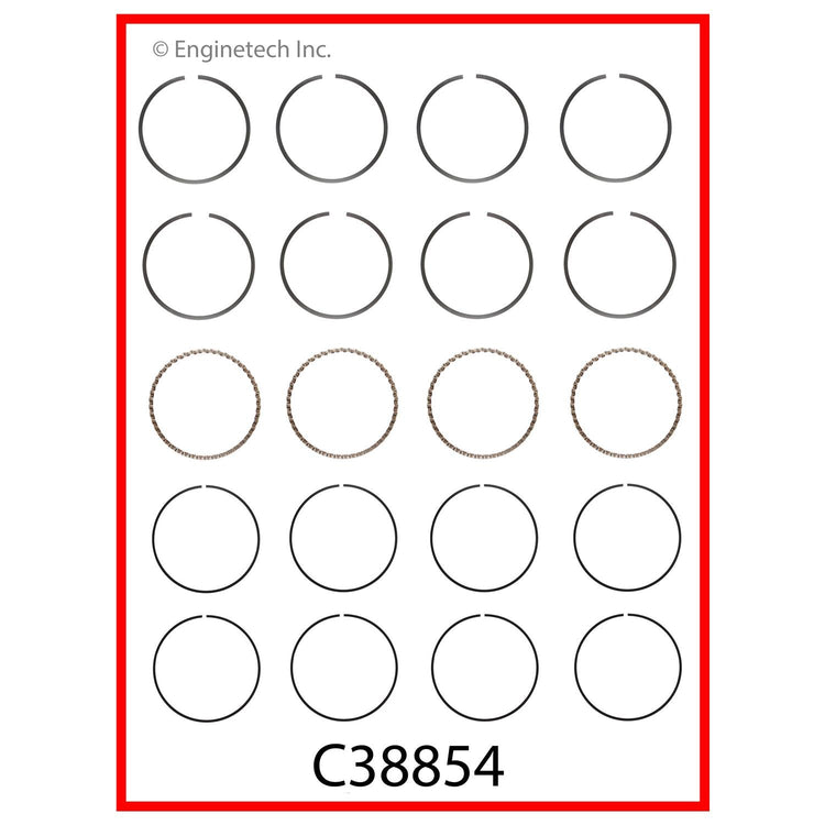 Enginetech C38854-040 Engine Premium Piston Ring Complete Set for Classic Chevrolet and GMC Engines