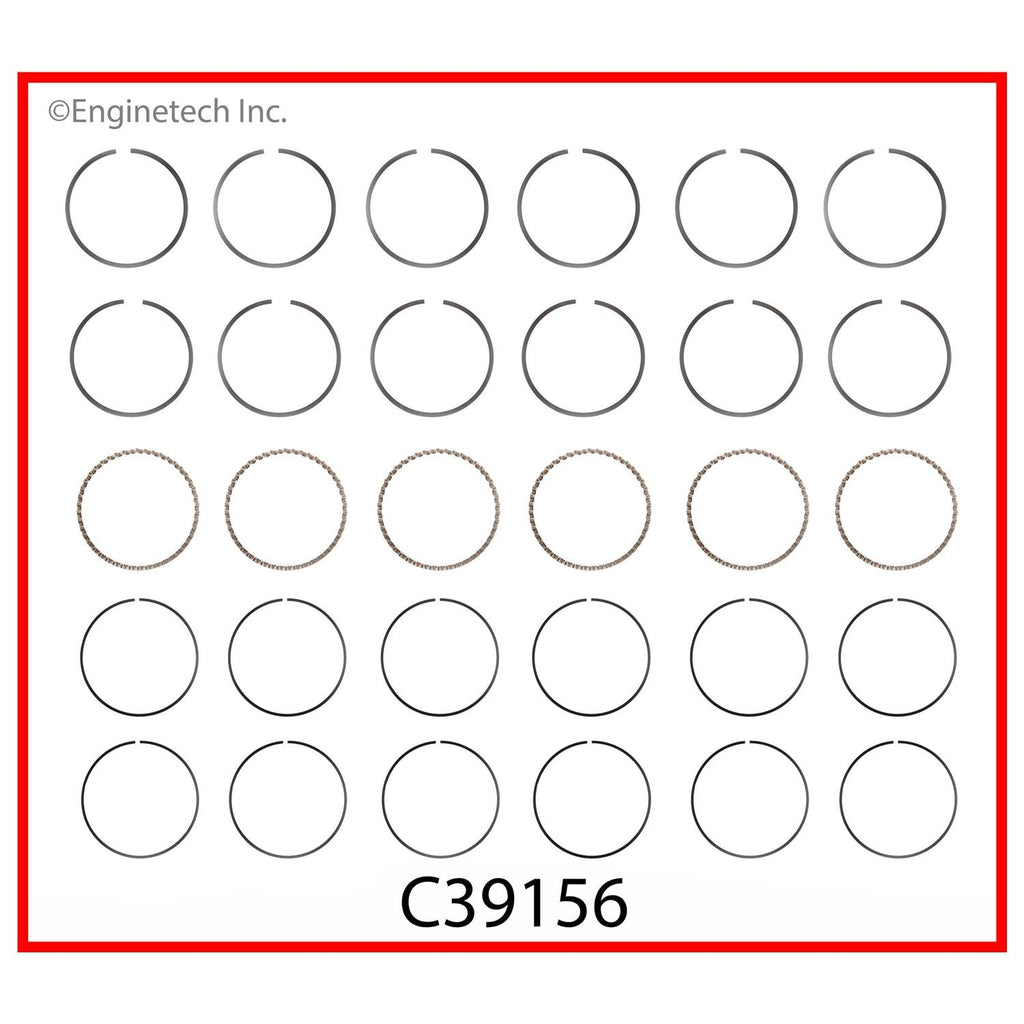 Enginetech C39156-020 Engine Premium Piston Ring Complete Set for Dodge B150, B250, D100 (1988-1991)