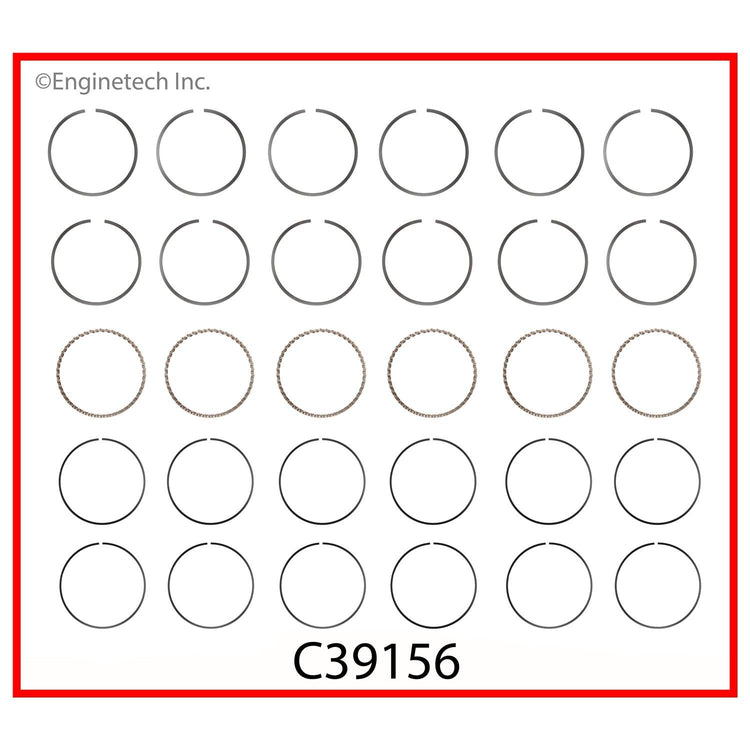 Enginetech C39156-STD Engine Premium Piston Ring Complete Set for Dodge B150, B250, and D100 (1988-1991)
