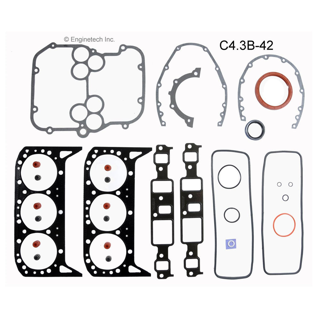 Enginetech C4.3B-42 Engine Full Gasket Set for GMC and Chevrolet Cars and Trucks