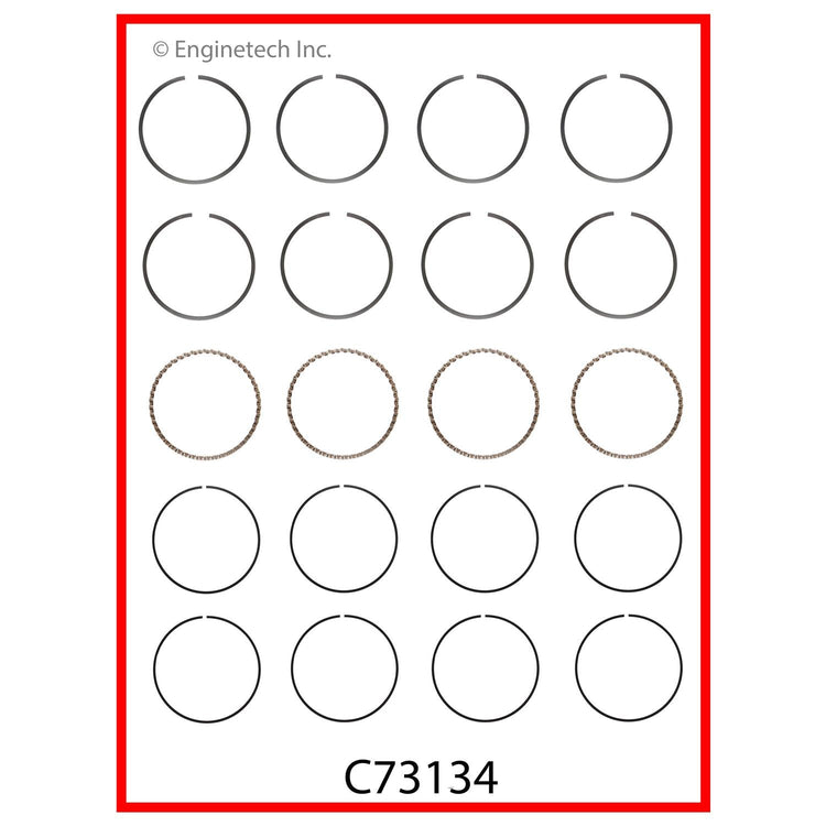 Enginetech C73134-STD Engine Premium Piston Ring Complete Set for Toyota Tercel (1987-1994)
