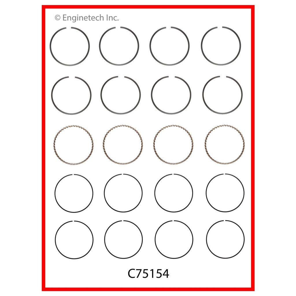 Enginetech C75154-STD Engine Premium Piston Ring Set for Suzuki Sidekick & Geo Tracker
