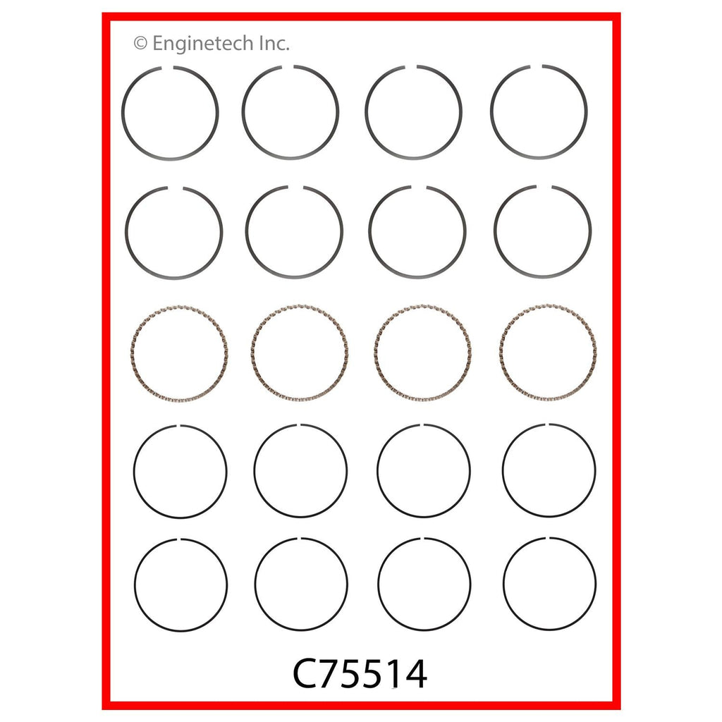 Enginetech C75514-.50 Engine Premium Piston Ring Set for Hyundai and Dodge Vehicles