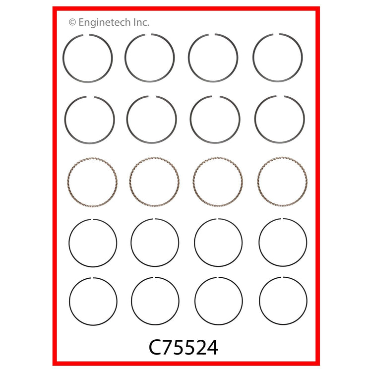 Enginetech C75524-.50 Engine Premium Piston Ring Set for Dodge, Plymouth, and Mitsubishi Models