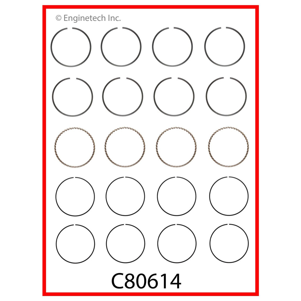 Enginetech C80614-.50 Engine Premium Piston Ring Complete Set for Plymouth Laser and Mitsubishi Models