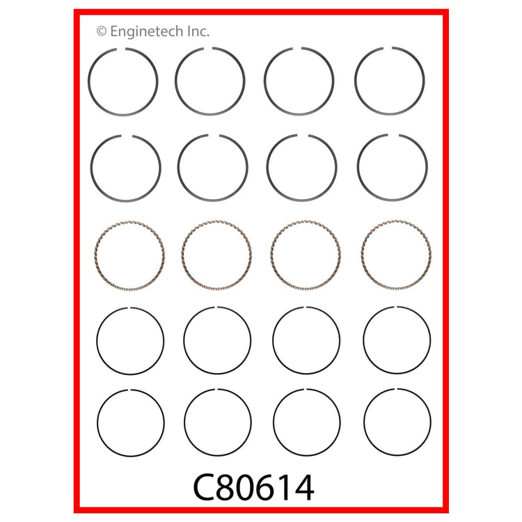 Enginetech C80614-STD Engine Premium Piston Ring Set for Plymouth Laser and Mitsubishi Models