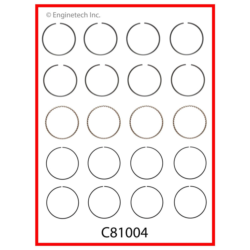 Enginetech C81004-STD Engine Premium Piston Ring Set for Toyota Vehicles