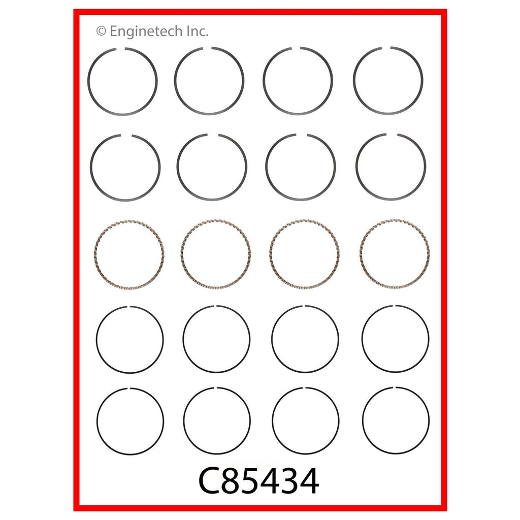 Enginetech C85434-.50 Engine Premium Piston Ring Complete Set for Hyundai and Eagle Vehicles