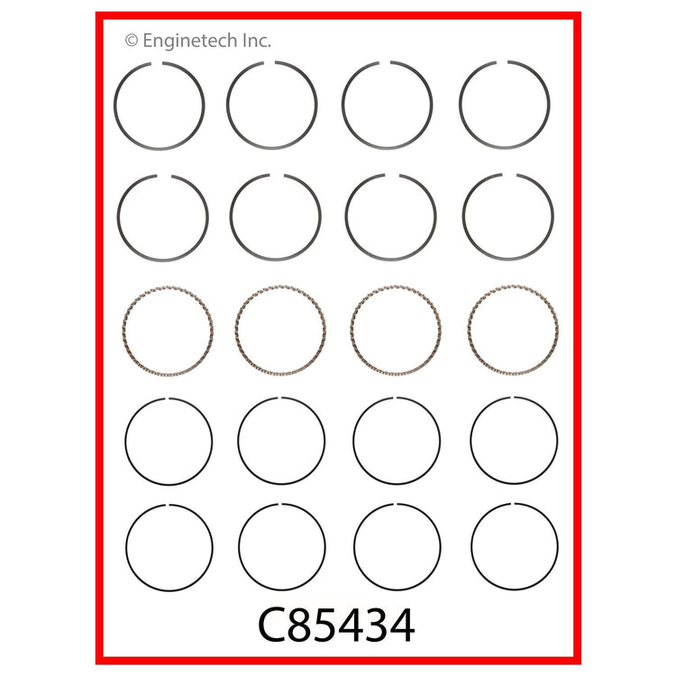 Enginetech C85434-STD Engine Premium Piston Ring Complete Set for Hyundai and Eagle Vehicles