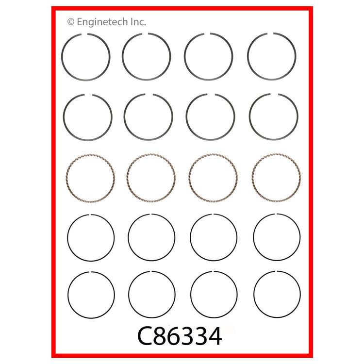 Enginetech C86334-.50 Engine Premium Piston Ring Complete Set for Toyota Celica and MR2