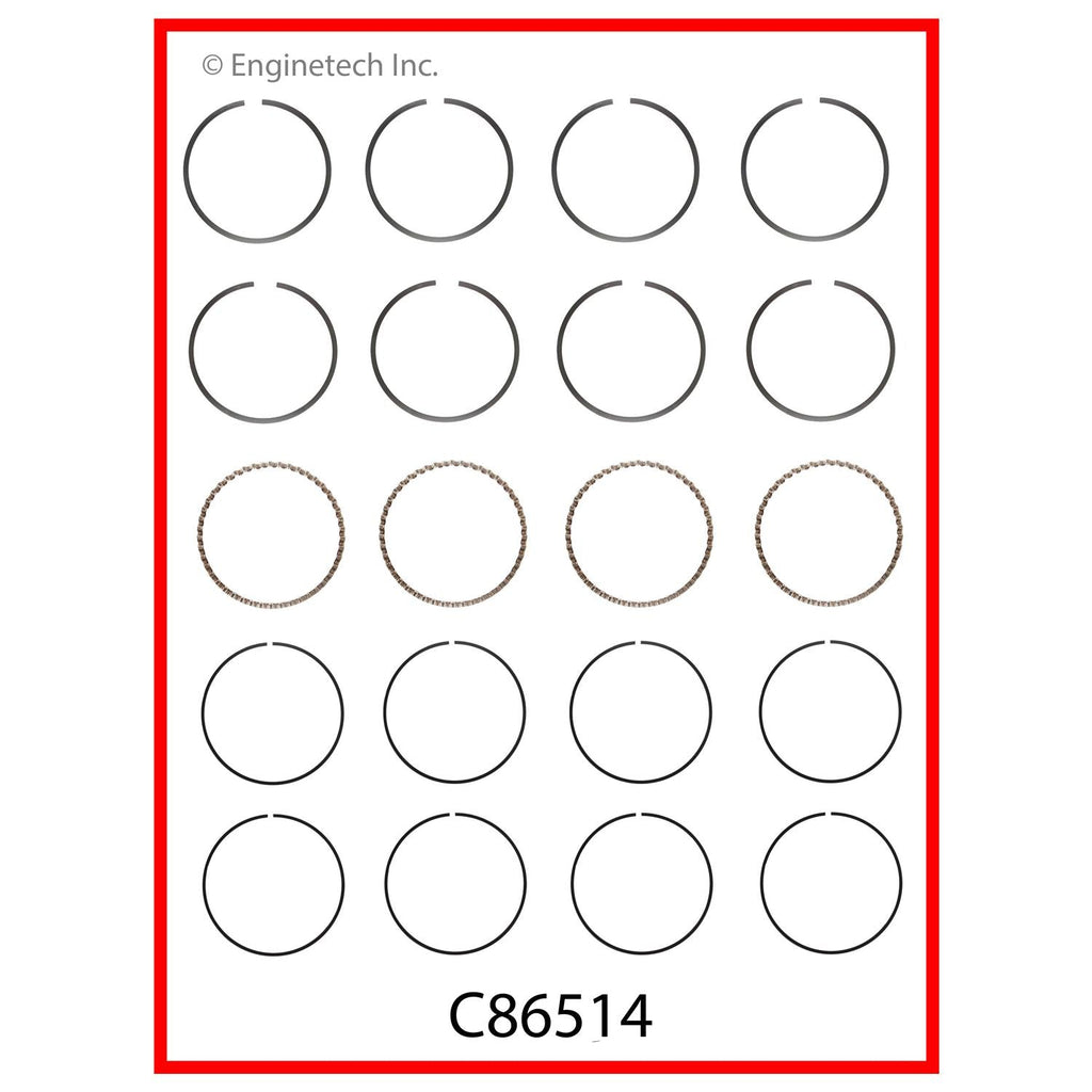 Enginetech C86514-STD Engine Premium Piston Ring Set for Mitsubishi Mighty Max 1993-1996