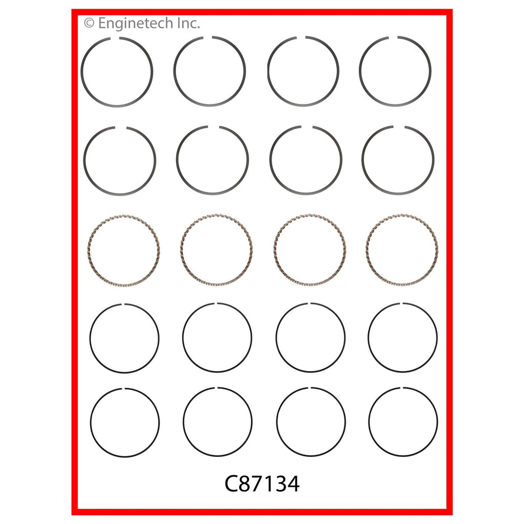 Enginetech C87134-STD Engine Premium Piston Ring Complete Set for Isuzu Impulse & Pickup