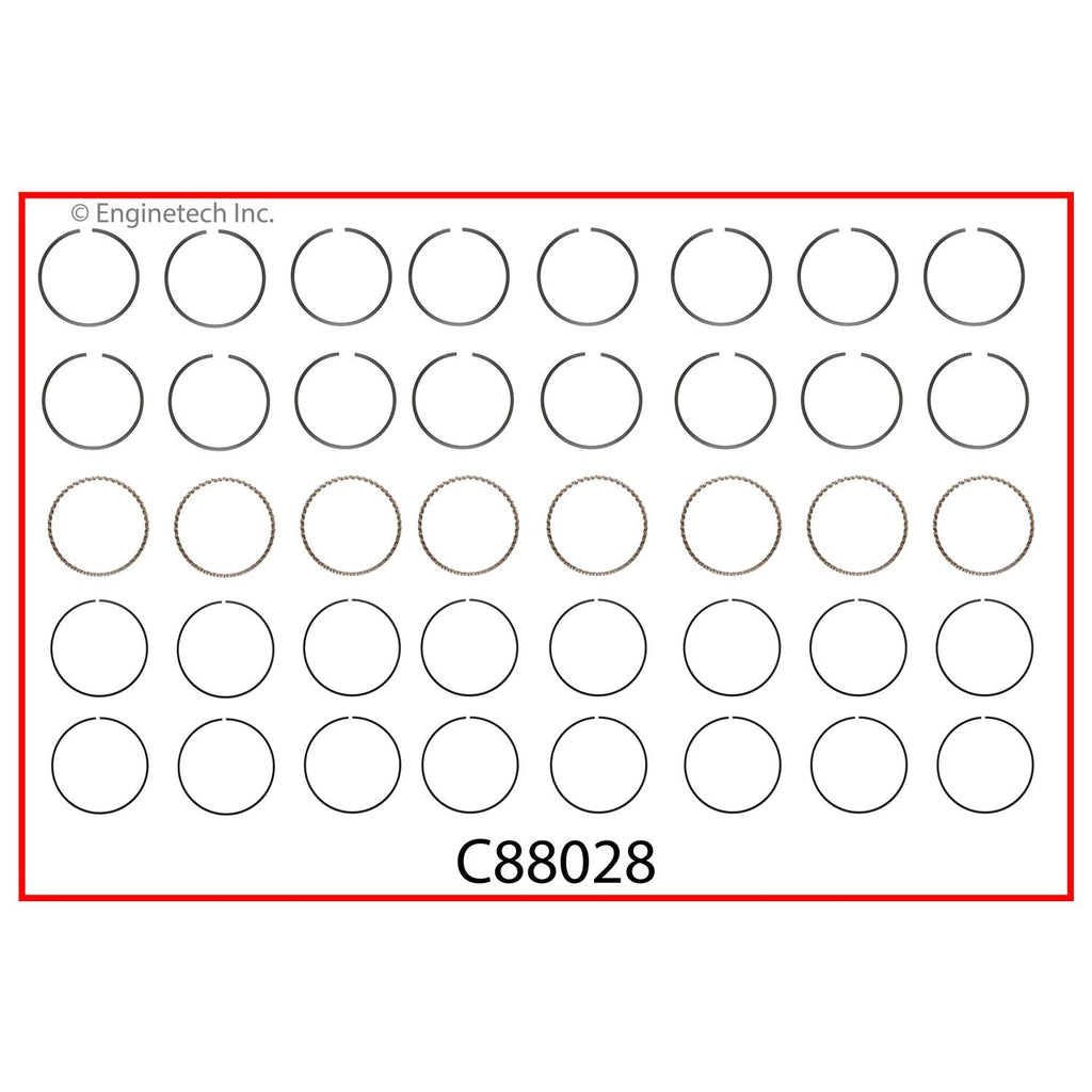 Enginetech C88028-.50 Engine Premium Piston Ring Complete Set for Cadillac Models