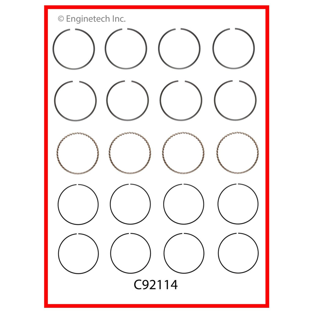 Enginetech C92114-STD Engine Premium Piston Ring Complete Set for Mazda B2600 & MPV