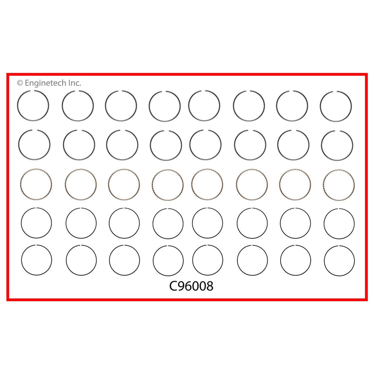 Enginetech C96008-STD Engine Premium Piston Ring Complete Set for 2012 Chevrolet and GMC Vehicles