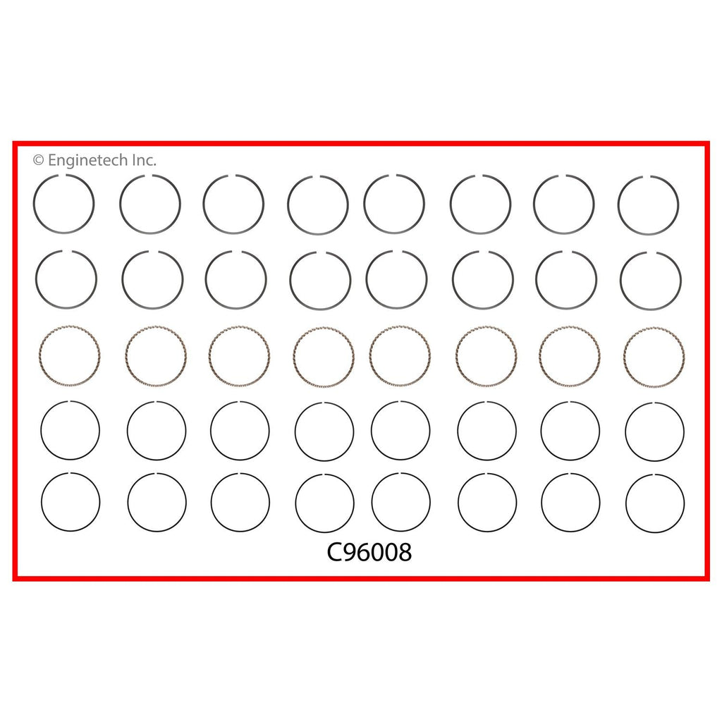 Enginetech C96008-.75 Engine Premium Piston Ring Complete Set for 2012 Chevrolet and GMC Models