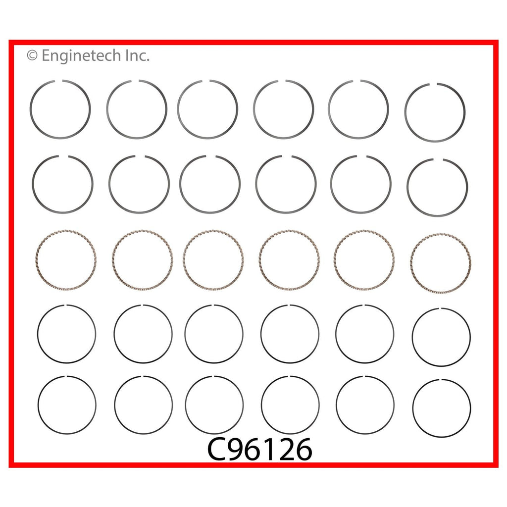 Enginetech C96126-STD Engine Premium Piston Ring Set for 2004-2005 Buick, Chevrolet, Pontiac Vehicles