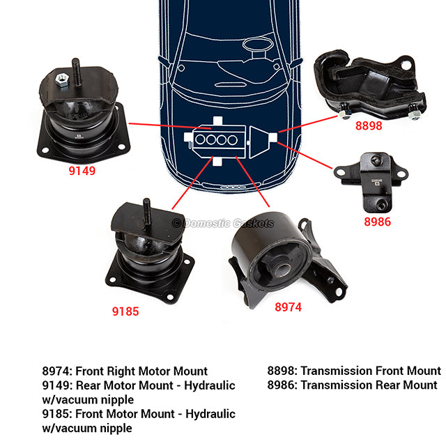 New Engine Motor & Transmission Mount Kit 5PCS for 98-03 Honda Accord 3.0L SOHC