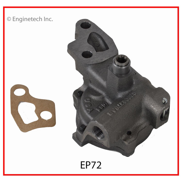 Enginetech EP72 Engine Oil Pump with Gasket – Gear Drive, Cast Iron Housing, Standard Pressure and Volume
