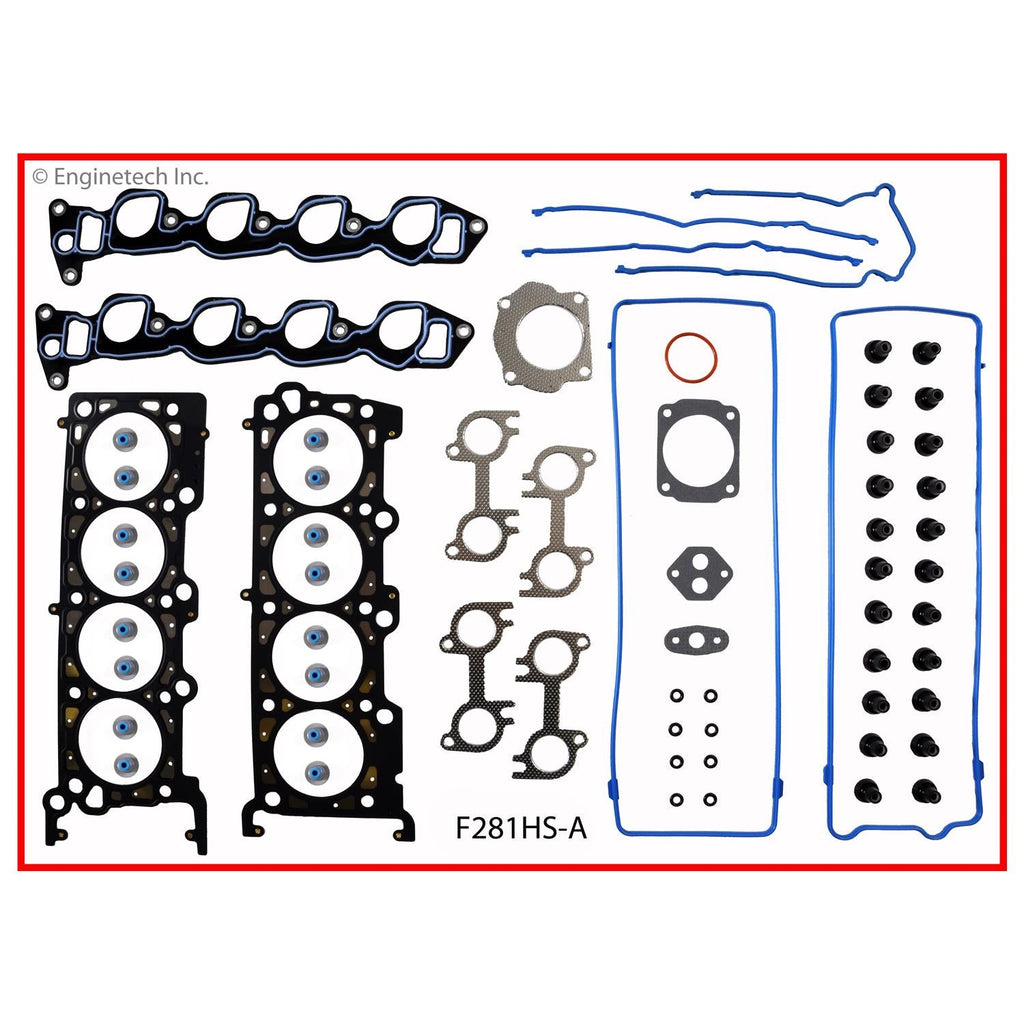 Enginetech F281HS-AWB Engine Cylinder Head Gasket Set for Ford Cars and Trucks with Head Bolts