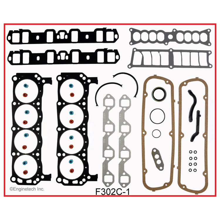 Enginetech F302C-1 Engine Full Gasket Set for Ford Car and Truck