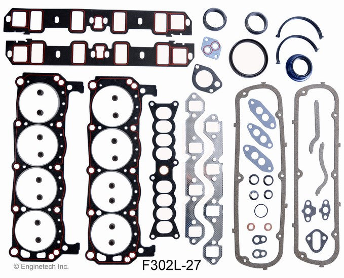 Enginetech F302L-27 Engine Full Gasket Set for Ford Car and Truck