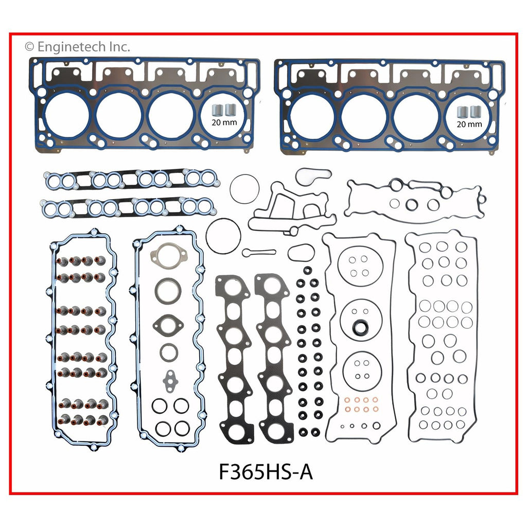 Enginetech F365HS-AWB Engine Cylinder Head Gasket Set for Ford Cars and Trucks with Head Bolts