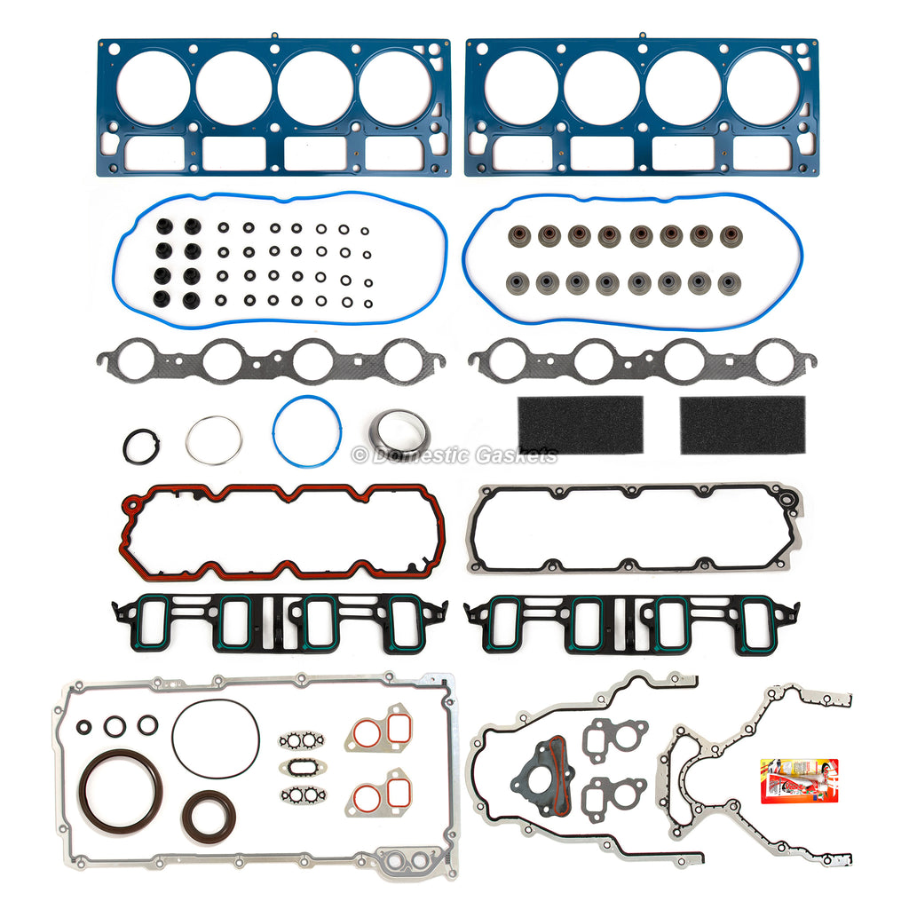 Full Gasket Set Bearings Pistons Fit 07-14 Cadillac Chevrolet GMC Sierra 6.0 6.2
