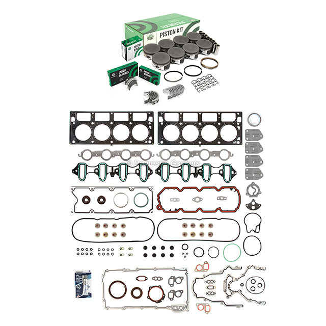 Full Gasket Set Bearings Pistons Fit 00-04 Chevrolet GMC Buick Cadillac 4.8L