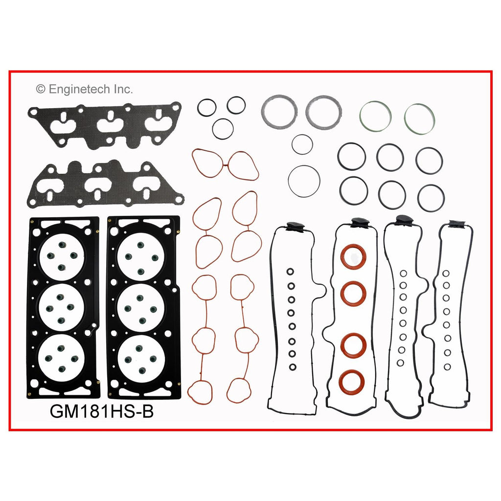 Enginetech GM181HS-BWB Engine Cylinder Head Gasket Set for GMC and Chevrolet Cars and Trucks with Head Bolts