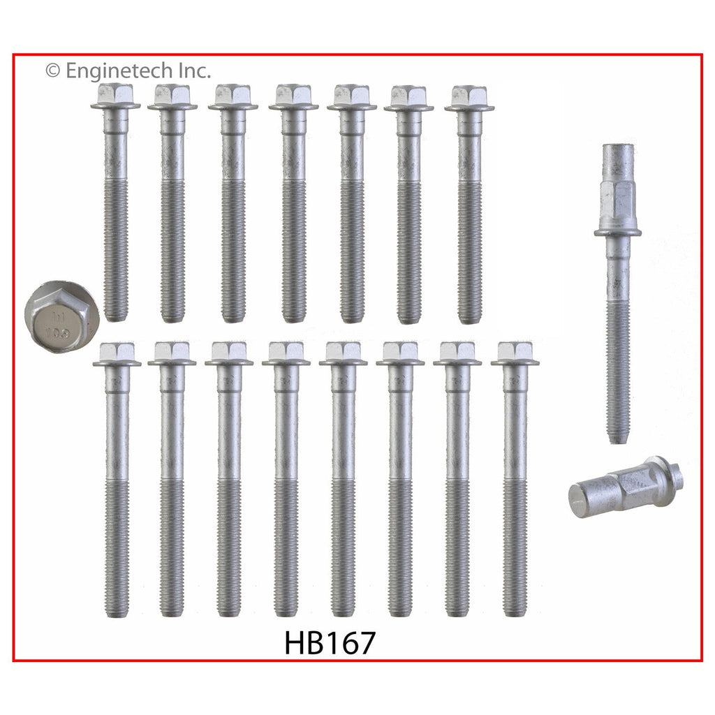 Enginetech HB167 Engine Head Bolt Set for One Cylinder – Fits 2004-2005 Buick, Chevrolet, and Pontiac Models