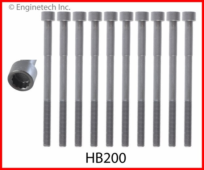 Enginetech HB200 Engine Head Bolt Set for One Cylinder – Fits 2004-2005 Toyota and Pontiac Models