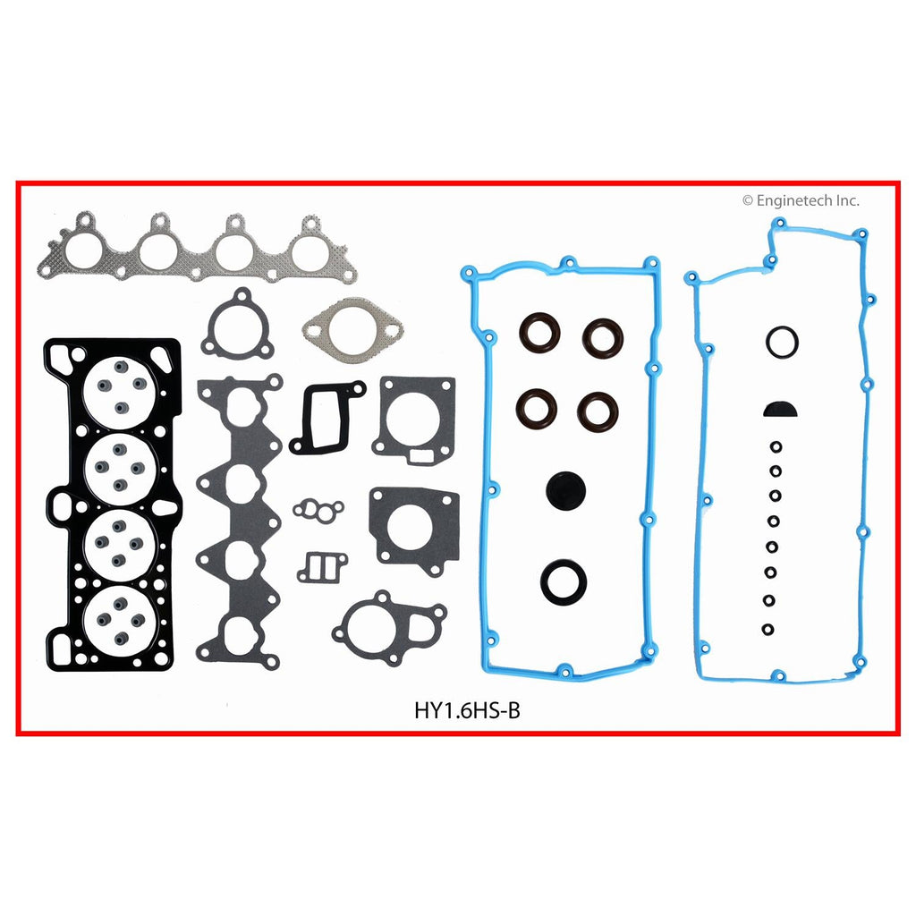 Enginetech Engine Cylinder Head Gasket Set for Hyundai and Kia Vehicles with Head Bolts (Part HY1.6HS-BWB)