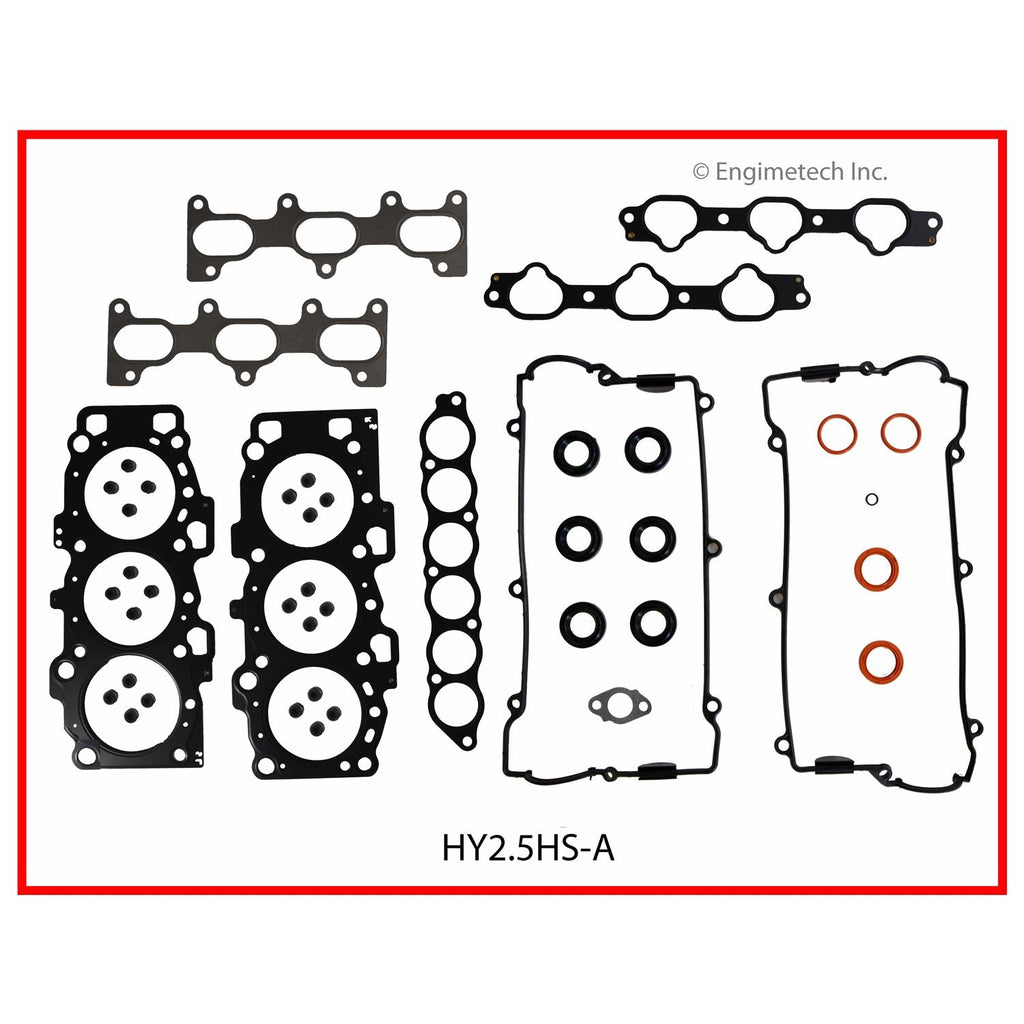 Enginetech HY2.5HS-AWB Engine Cylinder Head Gasket Set for Hyundai Sonata (1999-2001) with Head Bolts