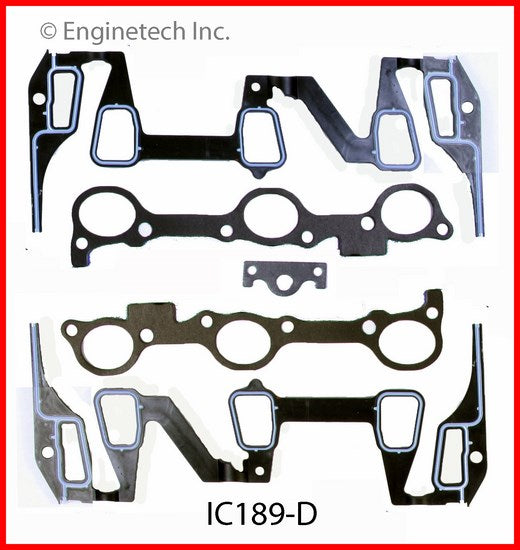 Enginetech IC189-D Engine Intake Manifold Gasket for GMC and Chevrolet Cars and Trucks