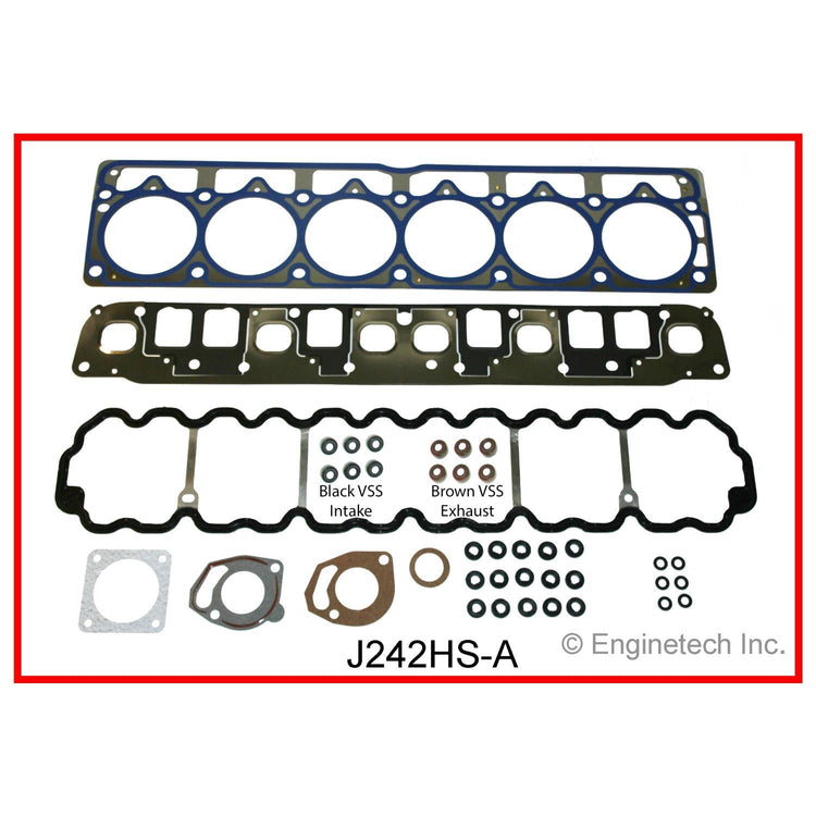 Enginetech J242HS-AWB Engine Cylinder Head Gasket Set for Jeep Vehicles with Head Bolts