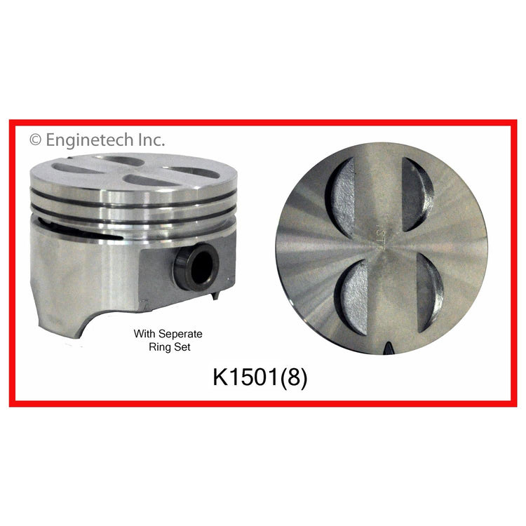 Enginetech K1501(8)STD Engine Piston Kit with Separate Full Ring Stack for Ford 300 and More