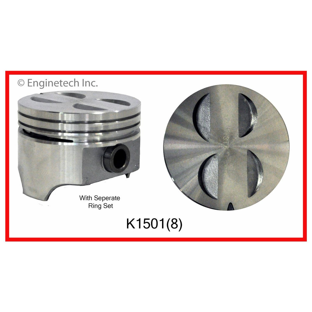Enginetech K1501(8)040 Engine Piston Kit with Separate Full Ring Stack for Ford Vehicles