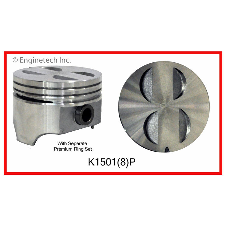 Enginetech K1501(8)P060 Engine Piston Kit with Separate Full Ring Stack for Ford 300 and More