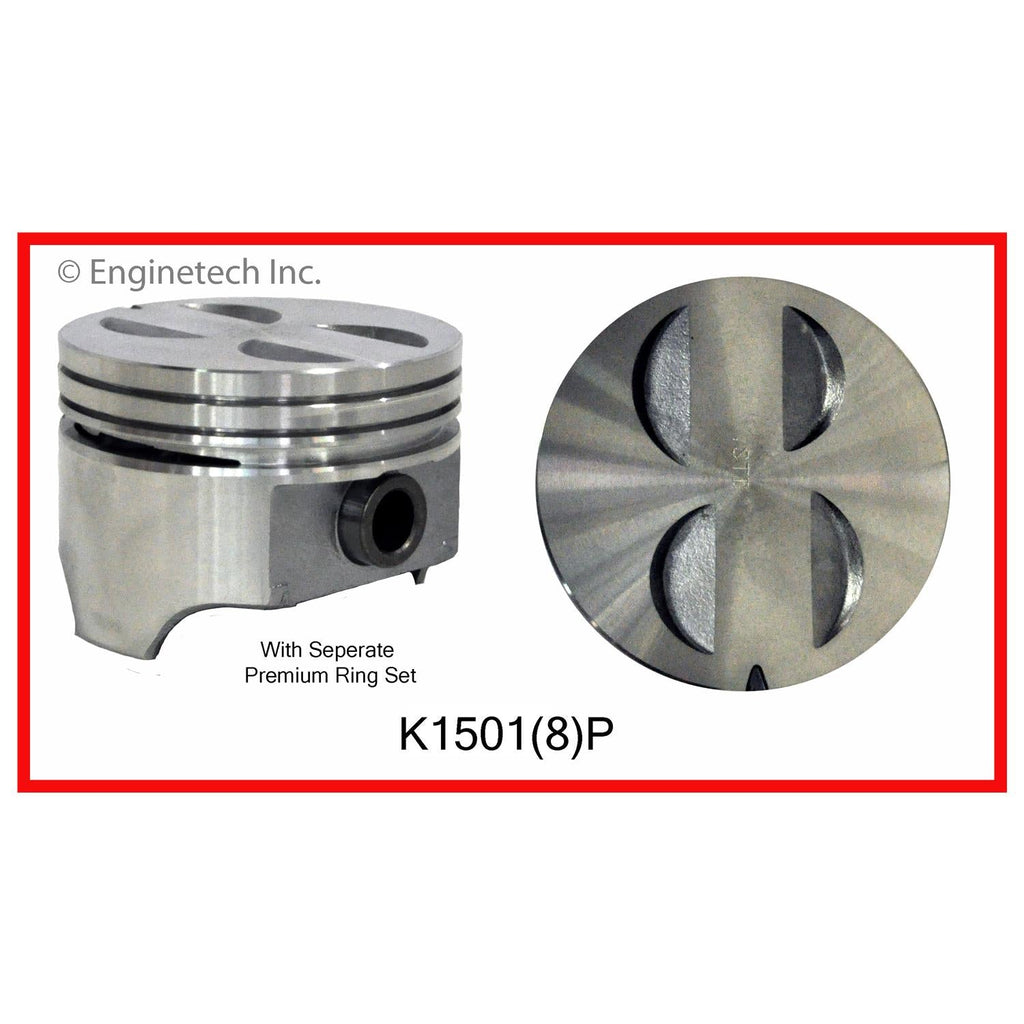 Enginetech K1501(8)P020 Engine Piston Kit with Full Ring Stack for Ford 300 and More