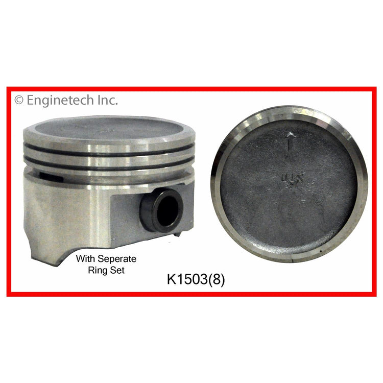 Enginetech K1503(8)060 Engine Piston Kit with Full Ring Stack for Buick Models
