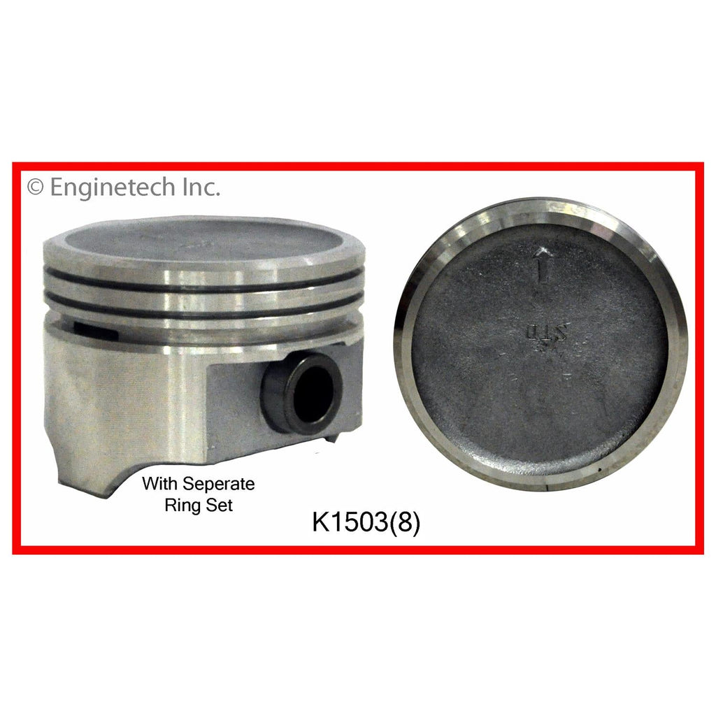 Enginetech K1503(8)030 Engine Piston Kit with Separate Full Ring Stack for Buick Vehicles