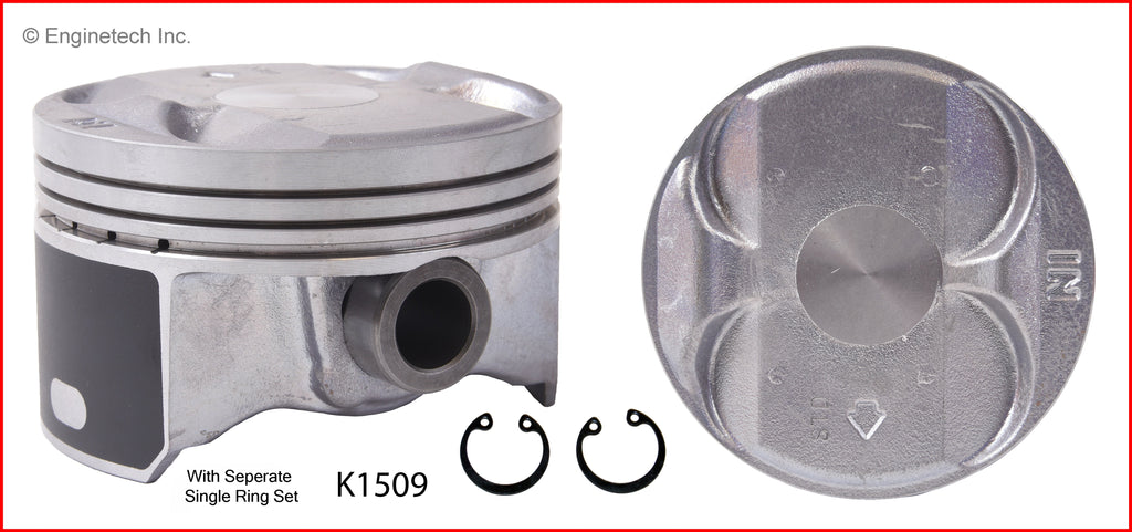 Enginetech K1509(4)P020 Engine Piston Kit with Separate Full Ring Stack for Honda Civic and Acura Models
