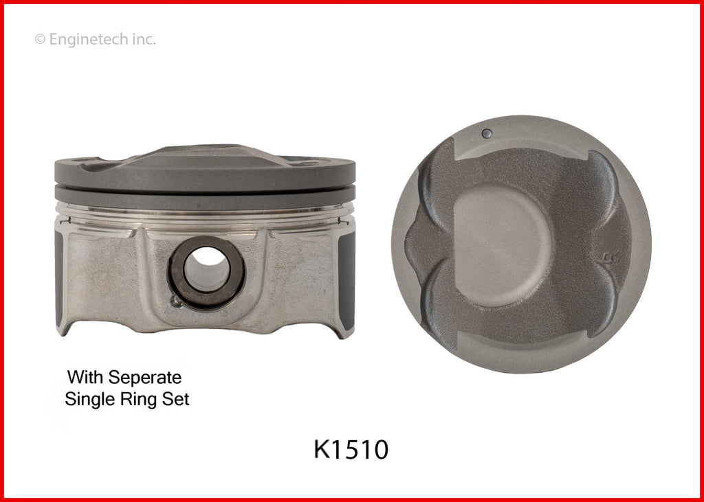 Enginetech K1510(6)P020 Engine Piston Kit with Separate Full Ring Stack for Hyundai and Kia Models