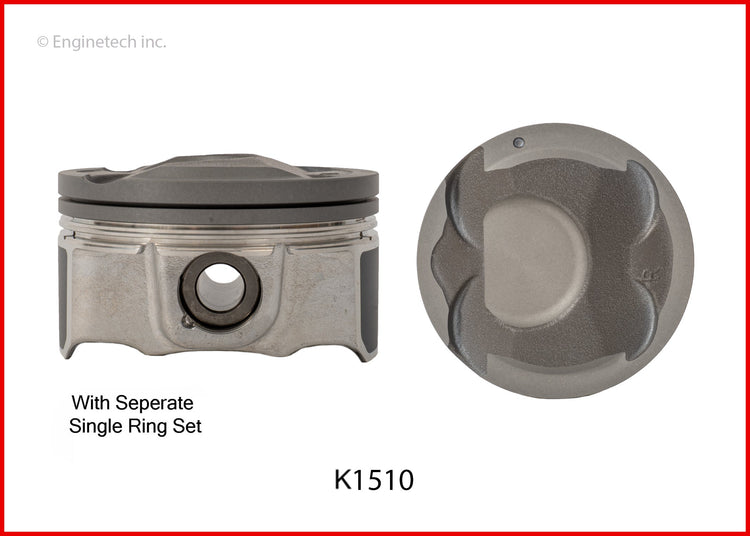 Enginetech K1510(6)P020 Engine Piston Kit with Separate Full Ring Stack for Hyundai and Kia Models