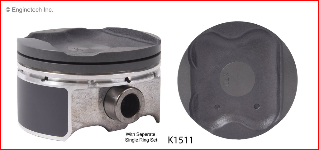 Enginetech K1511(4)PSTD Engine Piston Kit with Separate Full Ring Stack for Nissan Versa (2012-2017)