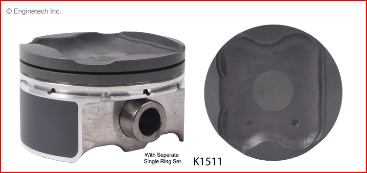 Enginetech K1511(4)P020 Engine Piston Kit with Separate Full Ring Stack for Nissan Versa (2012-2017)